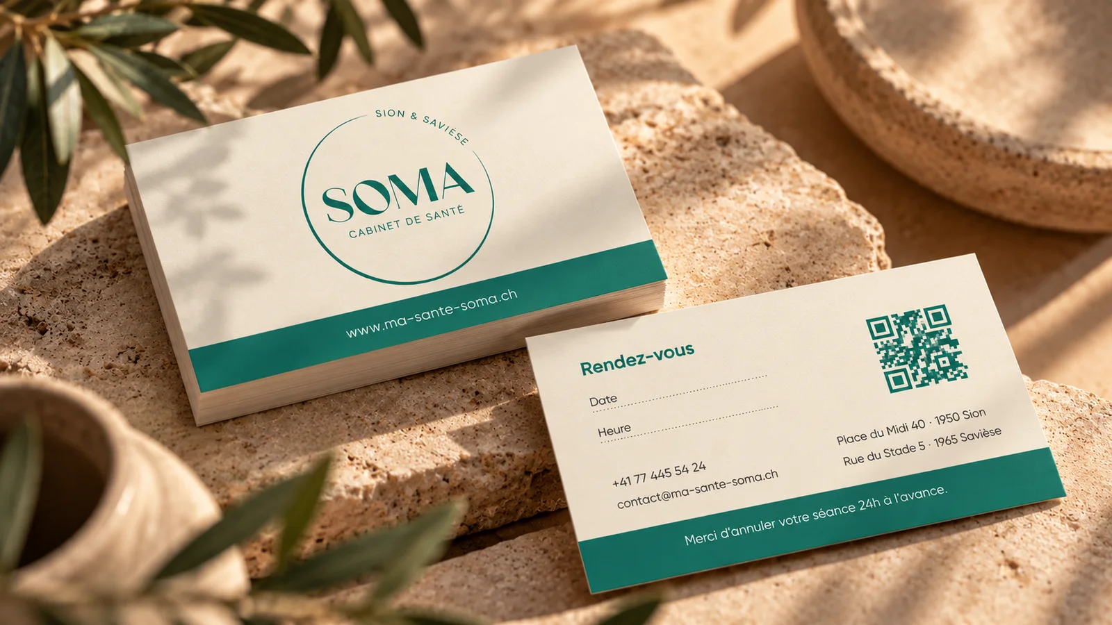 SOMA Cabinet de santé – Identité visuelle • Cartes de visite